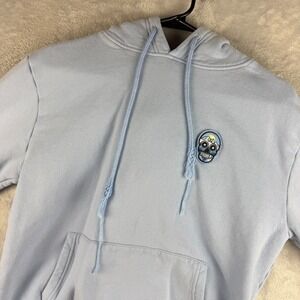 Suspicious Antwerp Hoodie Womens Large Blue Skull Logo Hooded Sweatshirt Heavy